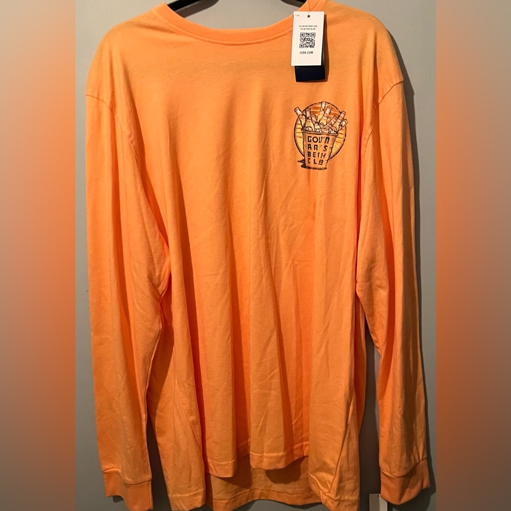 Izod Saltwater orange long sleeve tee. Graphics front & back. XL. New w/tags